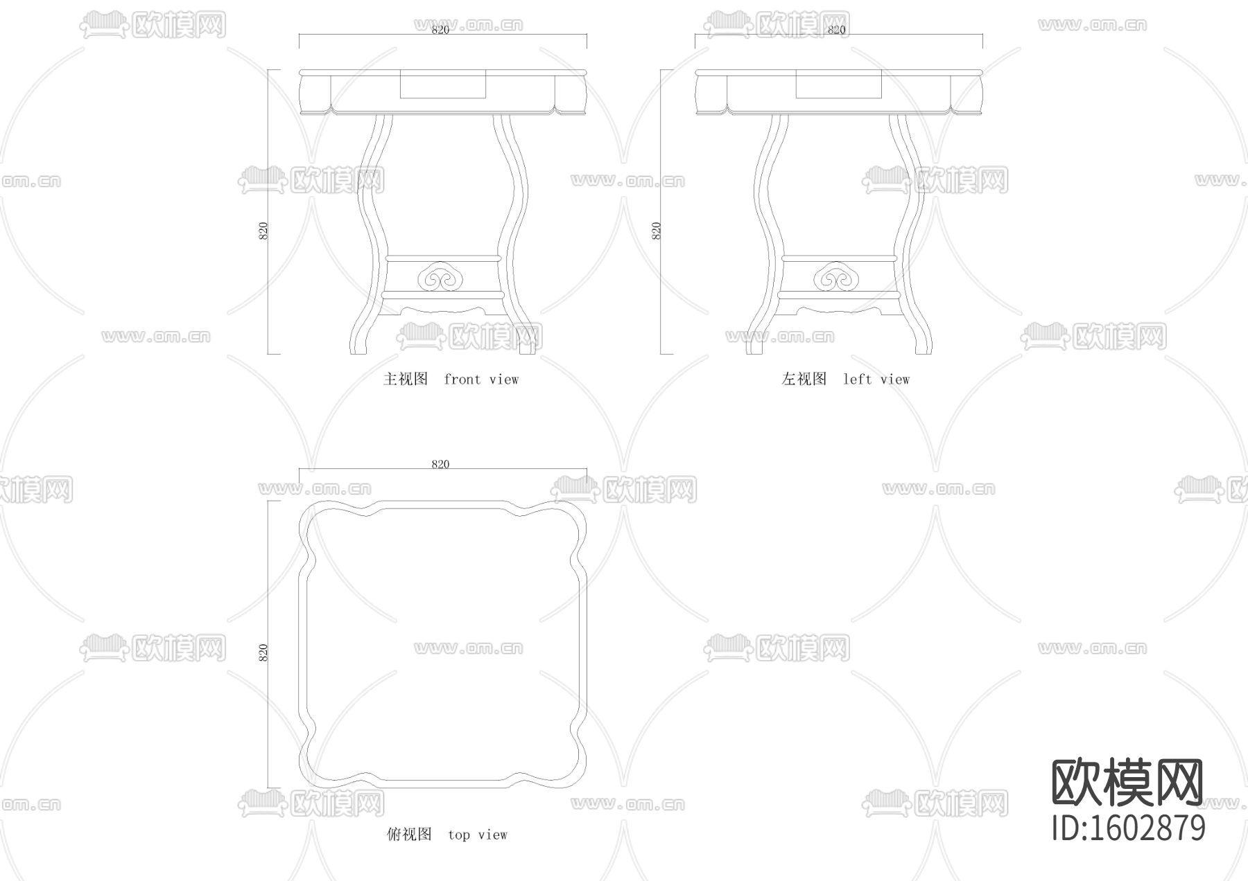 中式麻将桌cad图库下载（渲染图1）