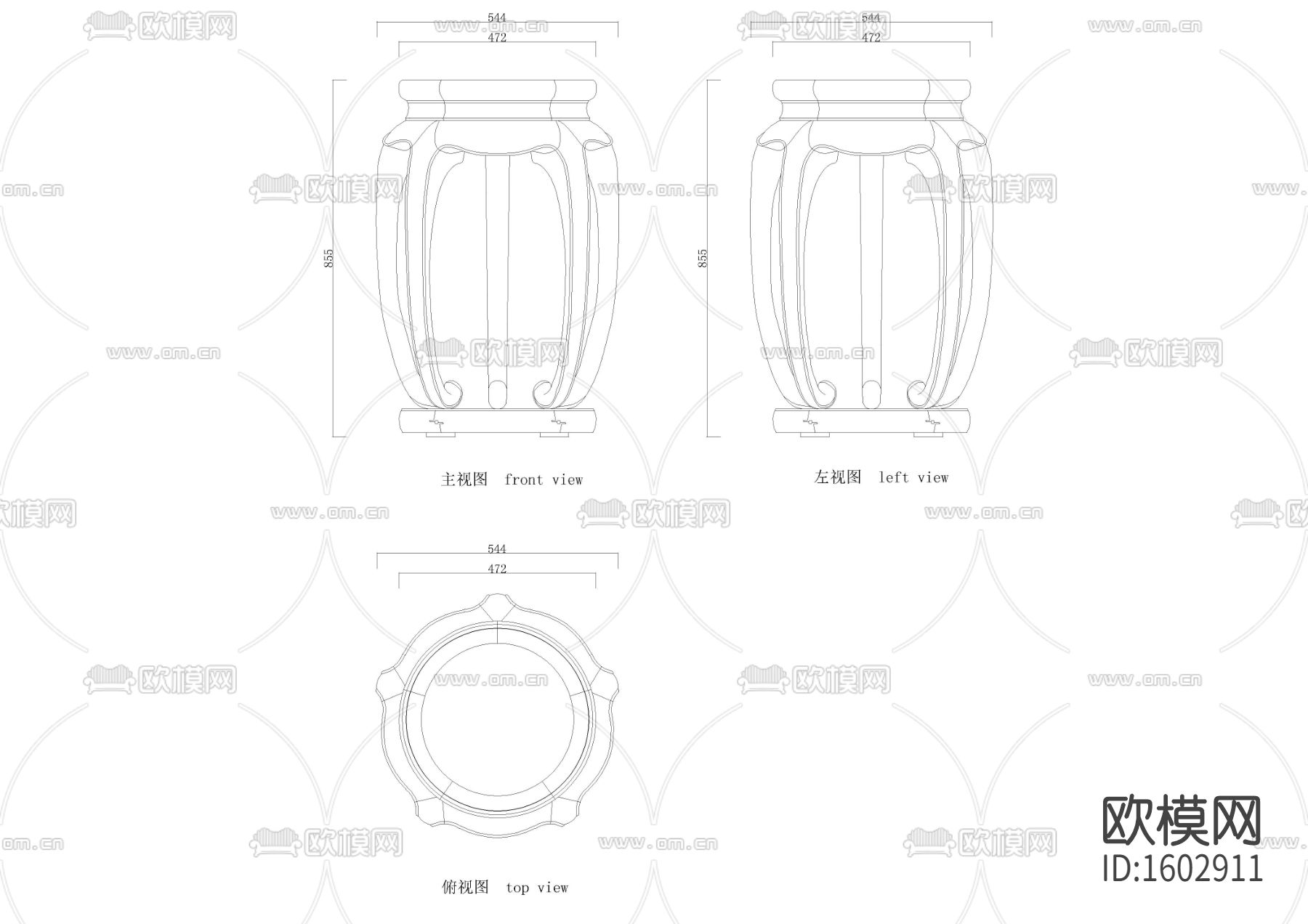 中式香几大样图下载（渲染图2）