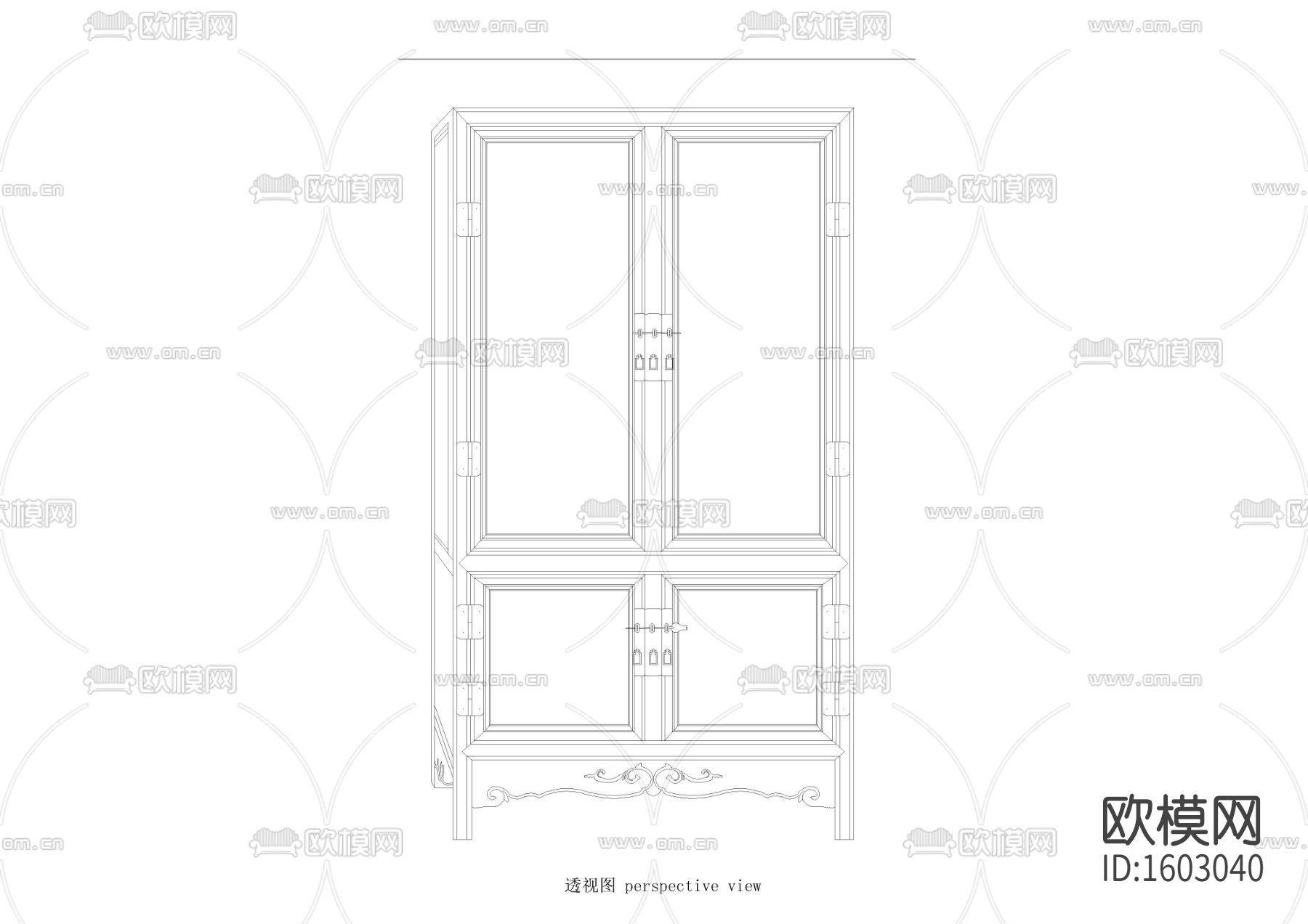 清代黄花梨书柜下载（渲染图1）