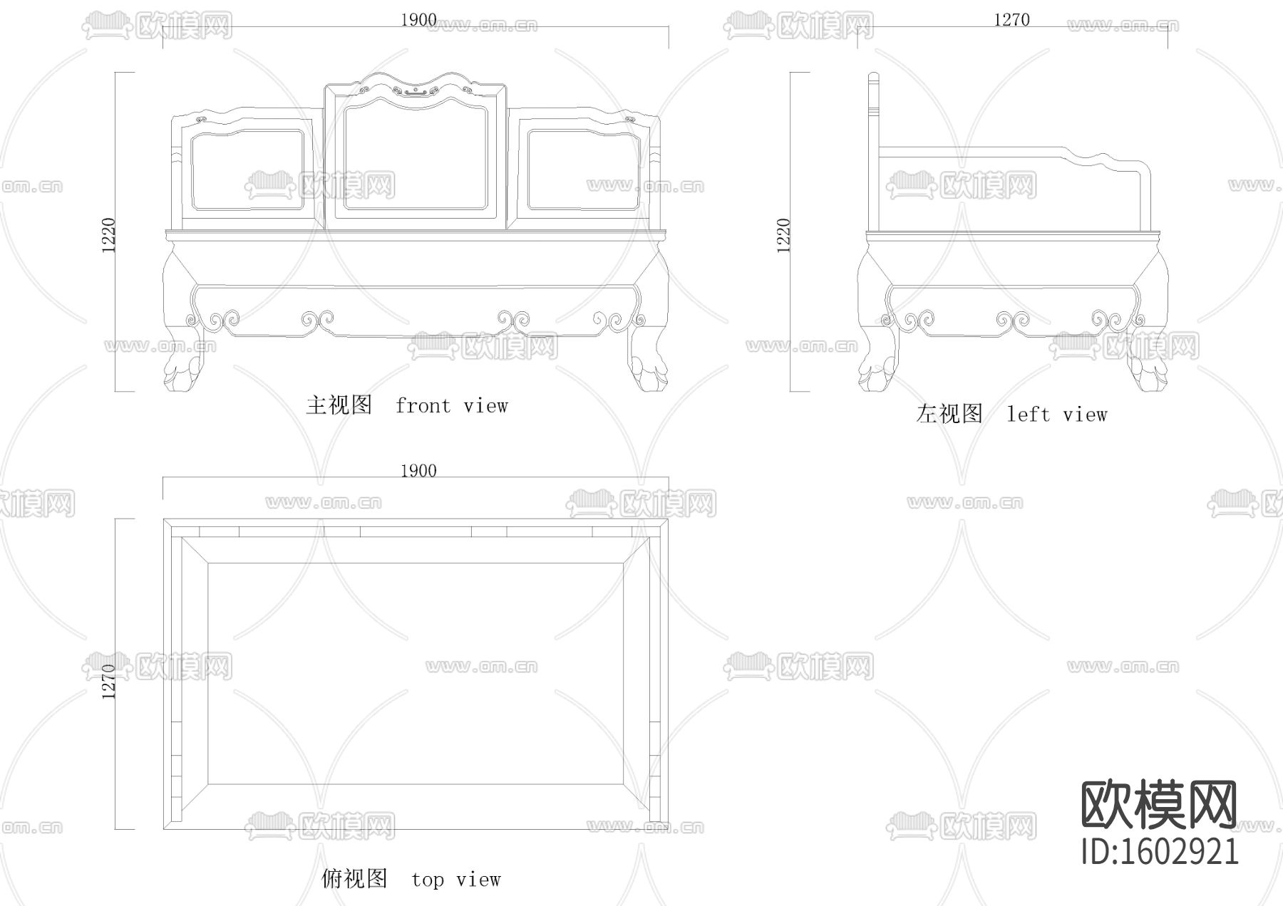 中式罗汉床下载（渲染图1）