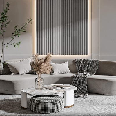  现代布艺异形沙发su模型 