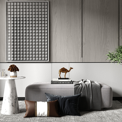  现代轻奢沙发凳su模型 