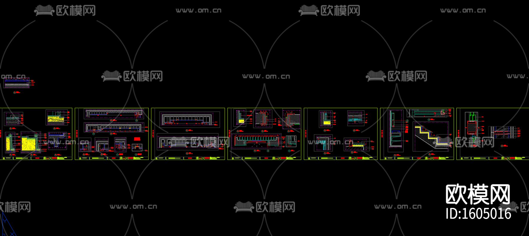 现代五层四居室别墅装修施工图下载（渲染图6）