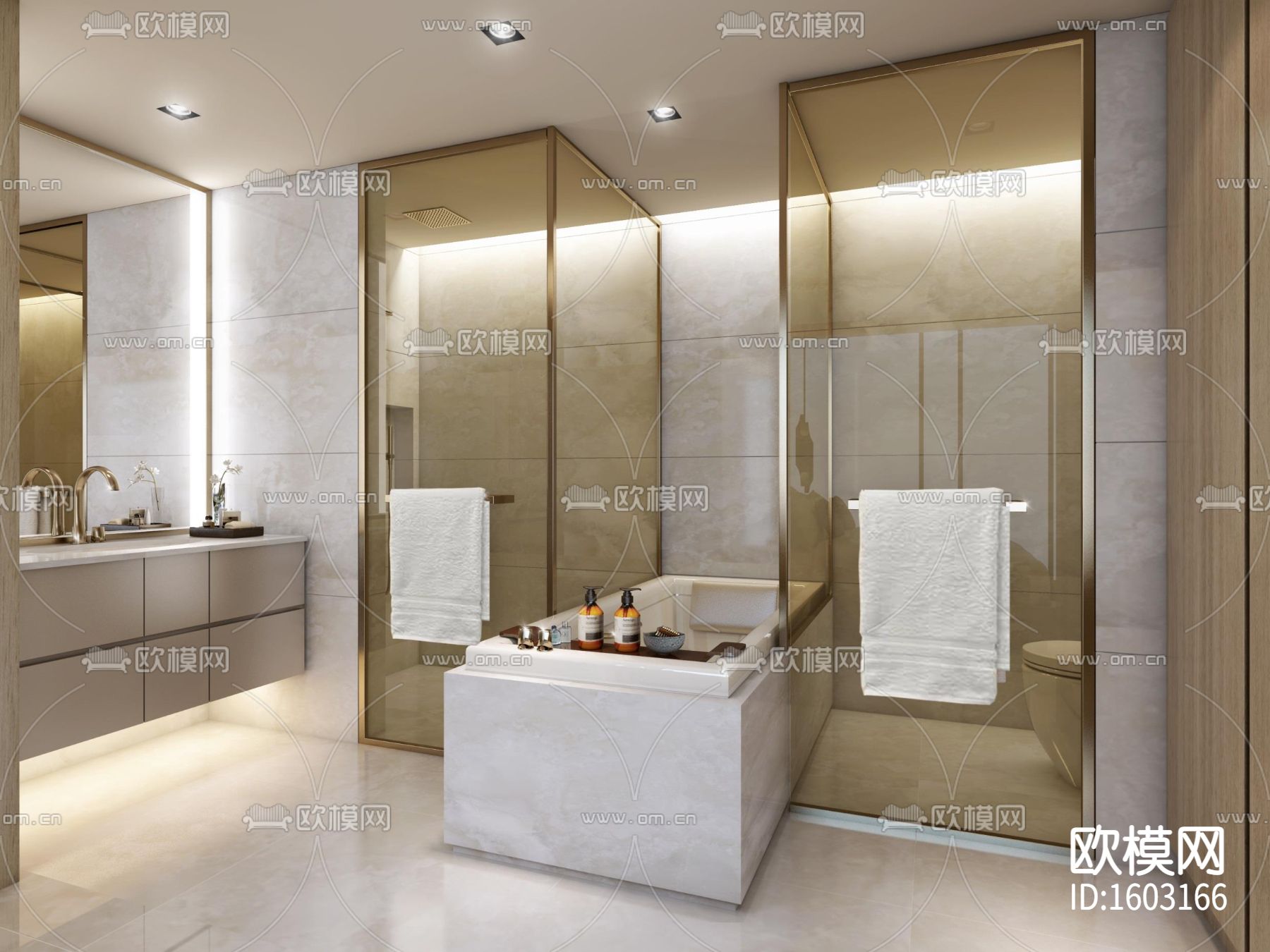 现代三居公寓样板间装修施工图下载（渲染图1）