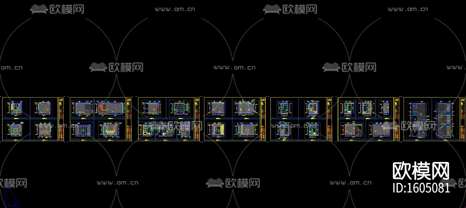 三居上叠叠墅样板间图纸CAD图纸下载（渲染图5）