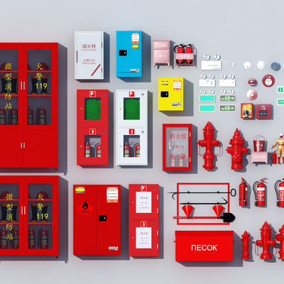  现代消防栓灭火器指示牌su模型 