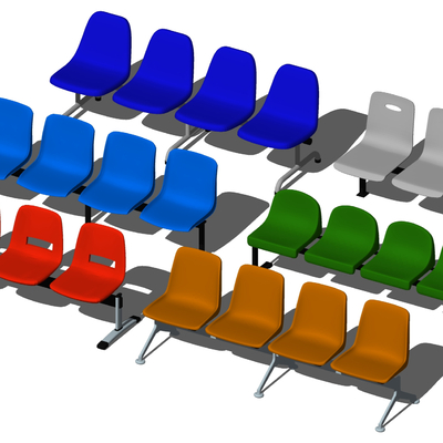  现代车站排椅su模型 