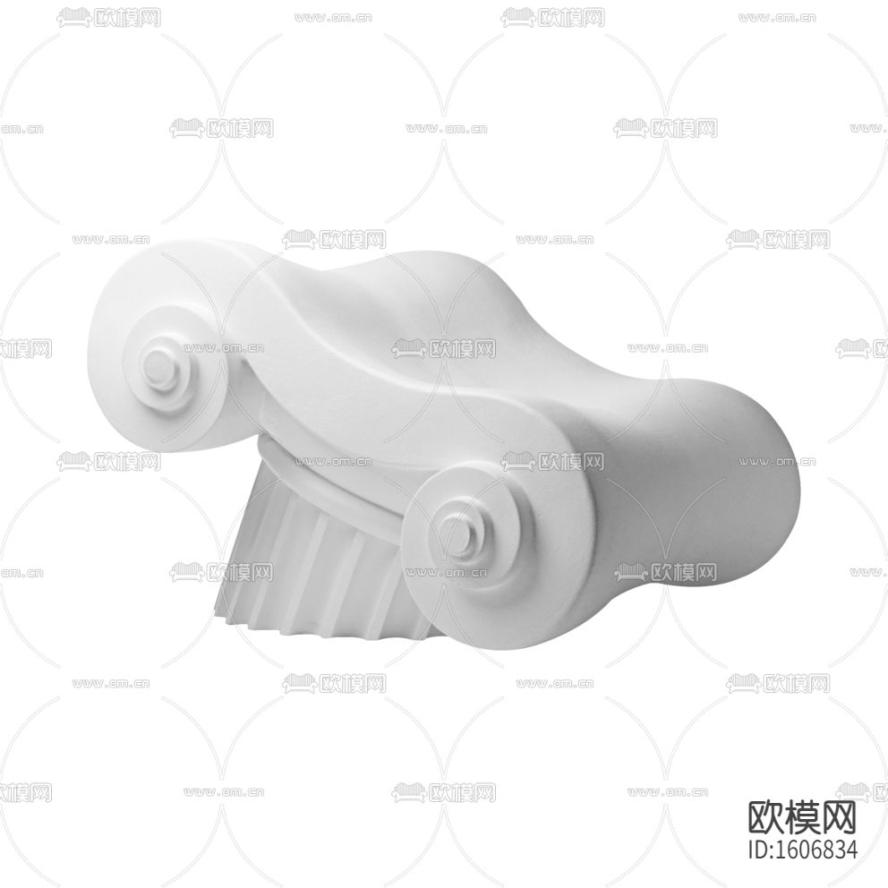 简欧创意罗马柱白色皮革单人沙发下载