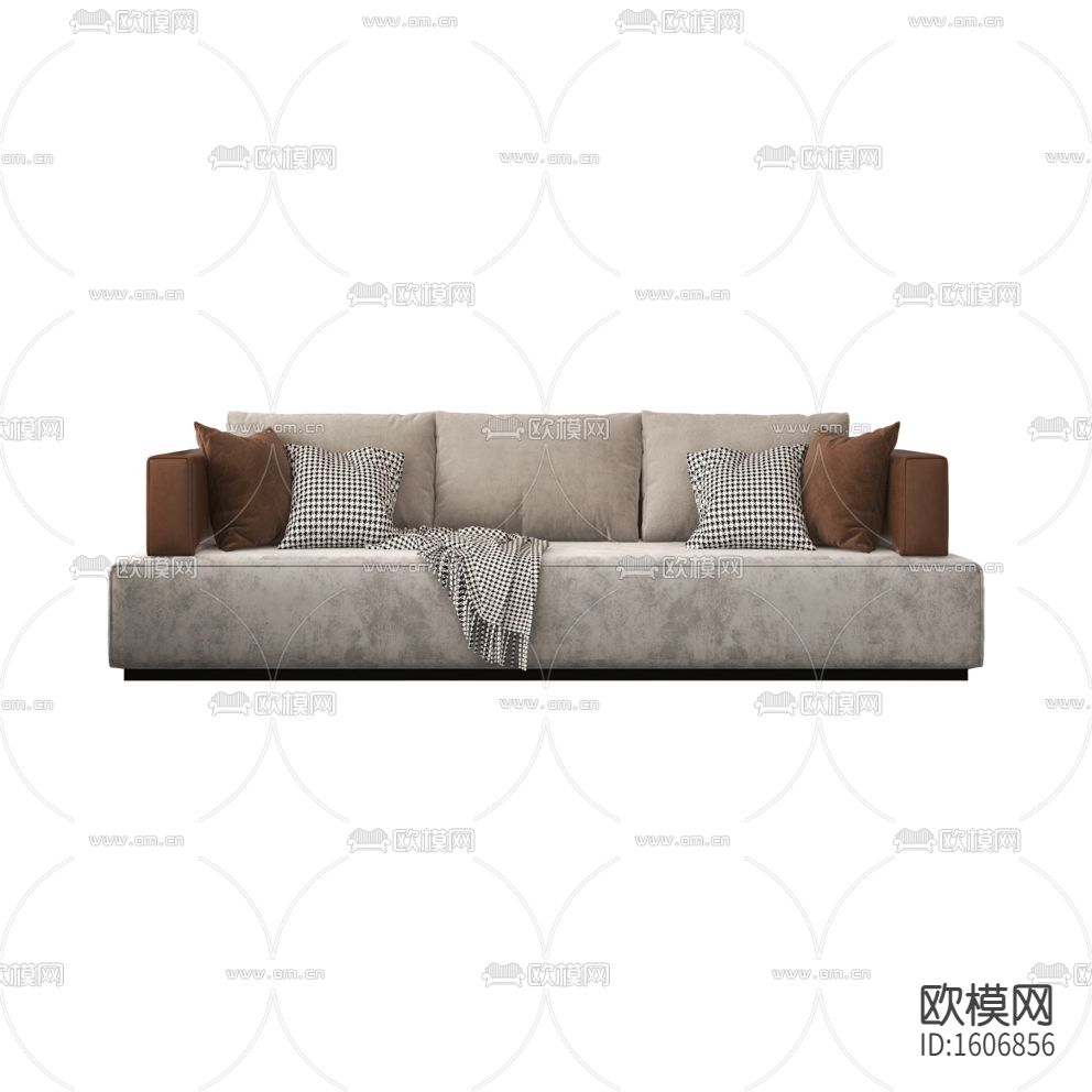 现代轻奢灰色布艺三人沙发