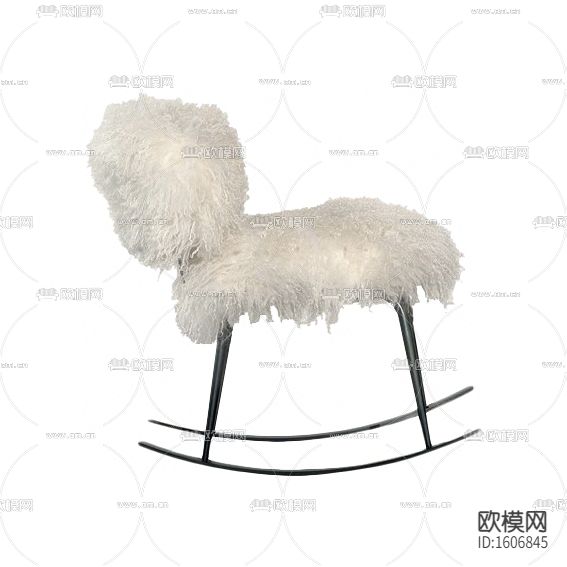 北欧简约绒布金属摇椅安乐椅