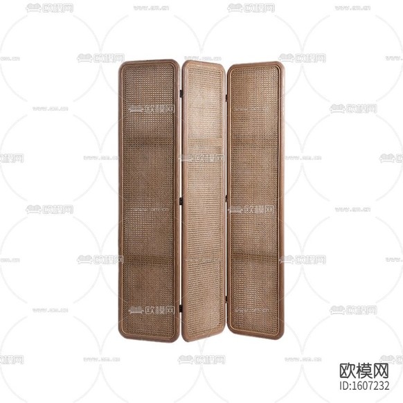 日式簡約藤編實(shí)木折疊屏風(fēng)下載