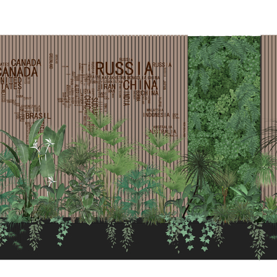  现代植物墙花坛su模型 