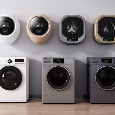  现代滚筒洗衣机su模型 