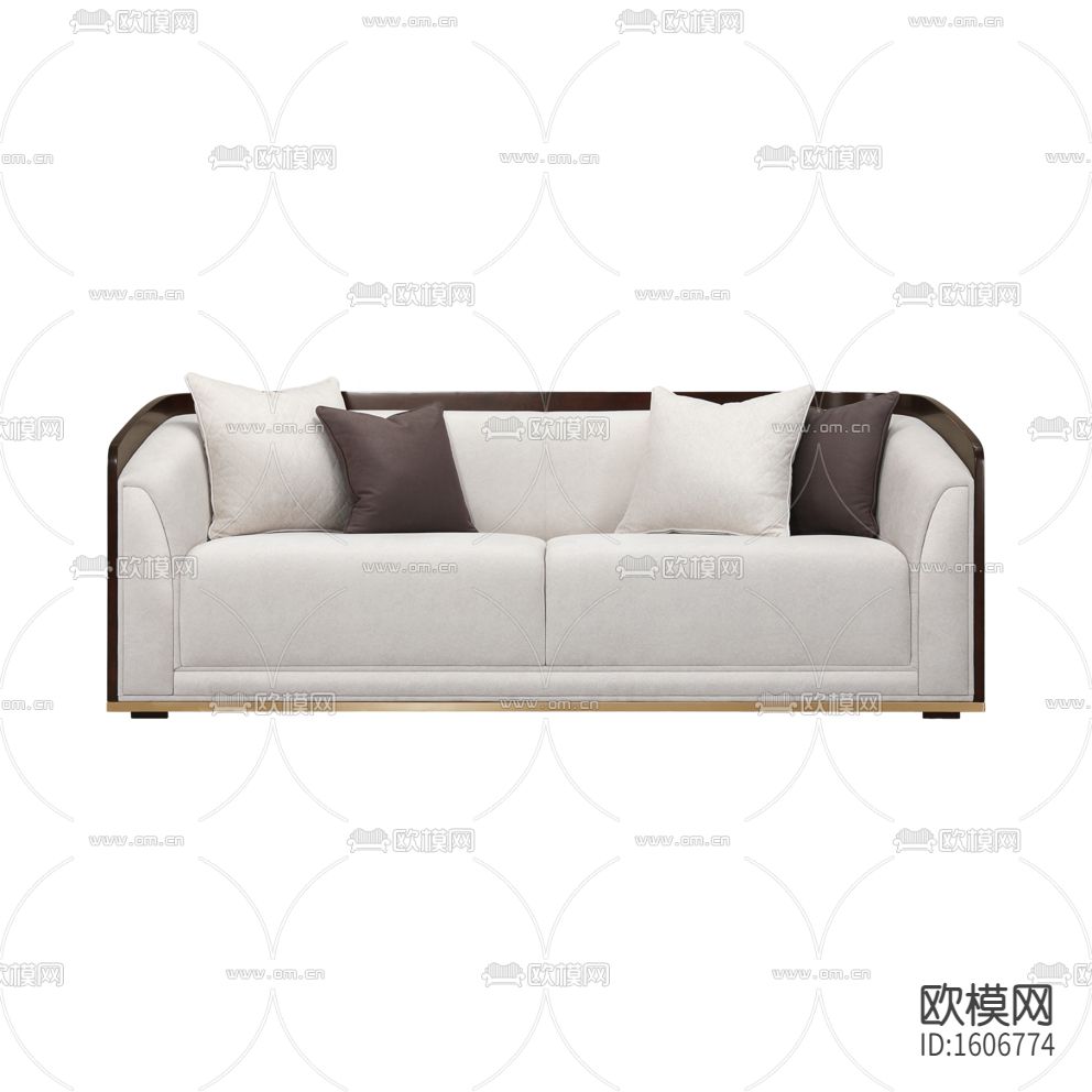 现代轻奢实木皮革三人沙发下载