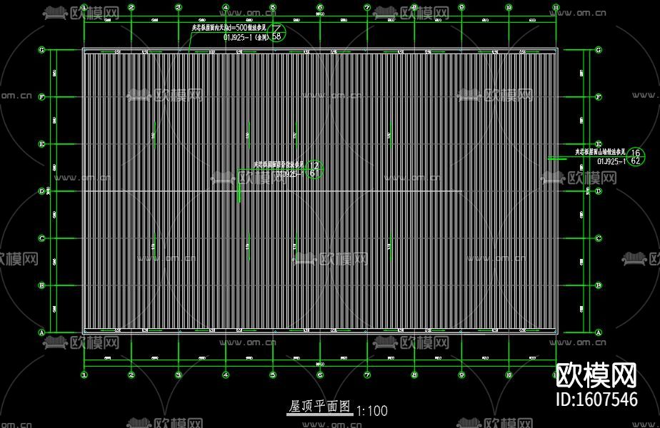 两联跨钢结构厂房cad施工图