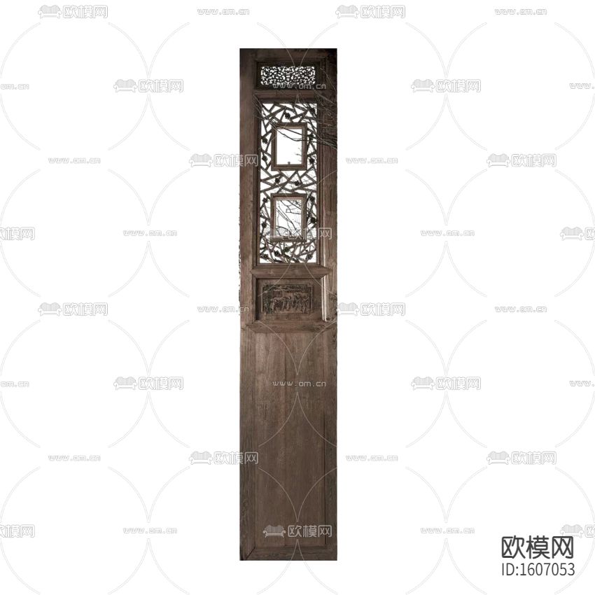 中式复古做旧实木屏风