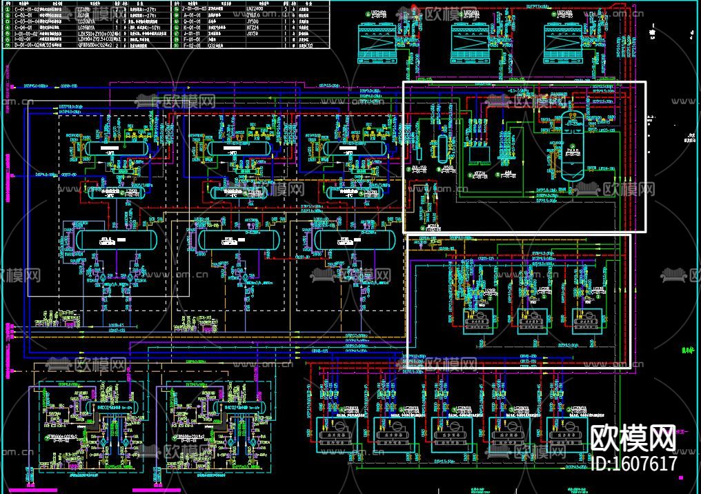 氨及二氧化碳制冷系统水果及肉食品冷冻库cad施工图下载（渲染图3）