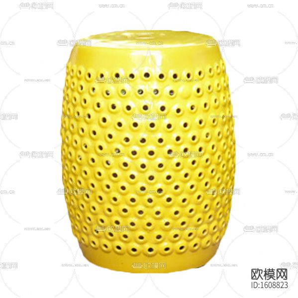 新中式明黄色陶瓷圆形换鞋凳