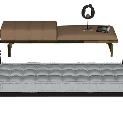  新中式布艺脚踏su模型 