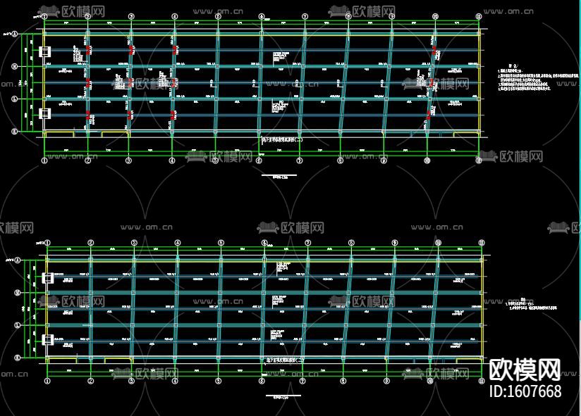 产业基地框架结构四层厂房cad施工图下载（渲染图6）