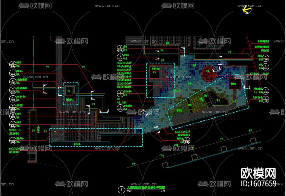 儿童活动区及游乐设施cad施工图下载（渲染图3）