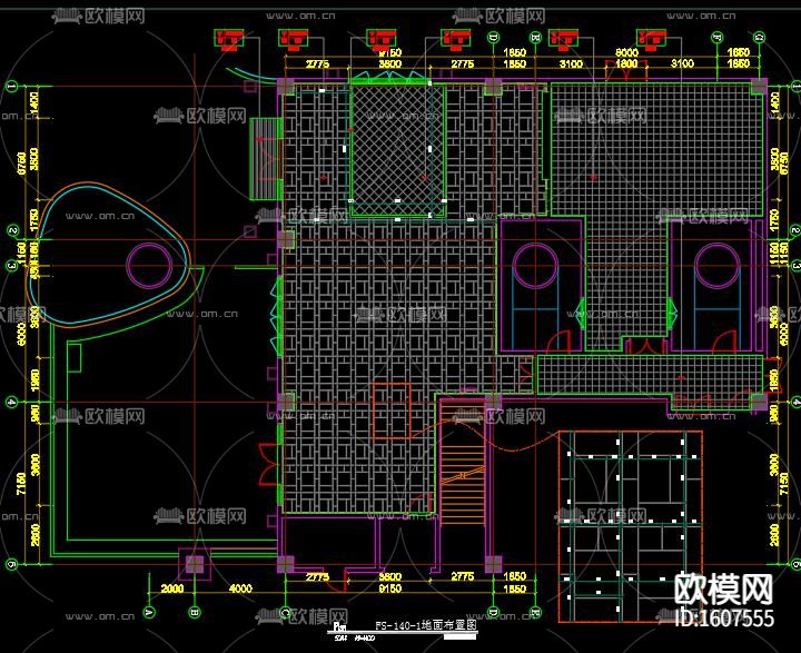 齿轮餐厅cad施工图下载（渲染图3）
