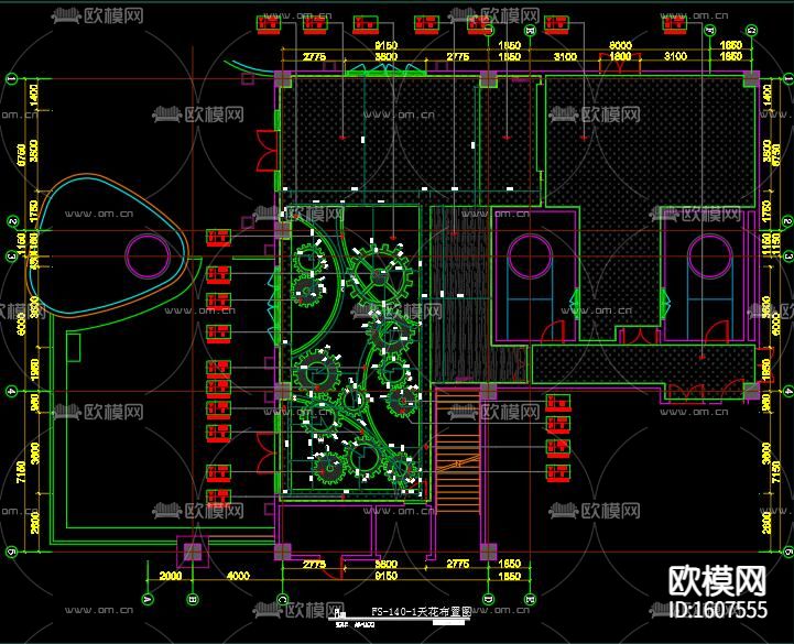 齿轮餐厅cad施工图下载（渲染图9）