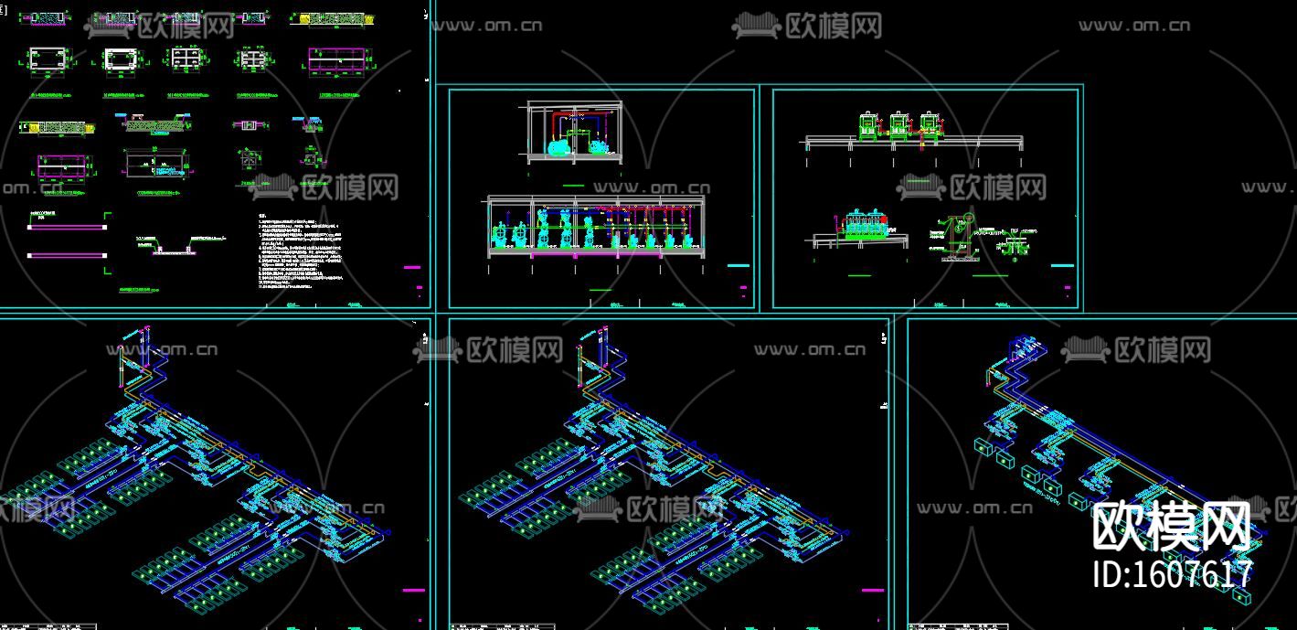 氨及二氧化碳制冷系统水果及肉食品冷冻库cad施工图下载（渲染图4）