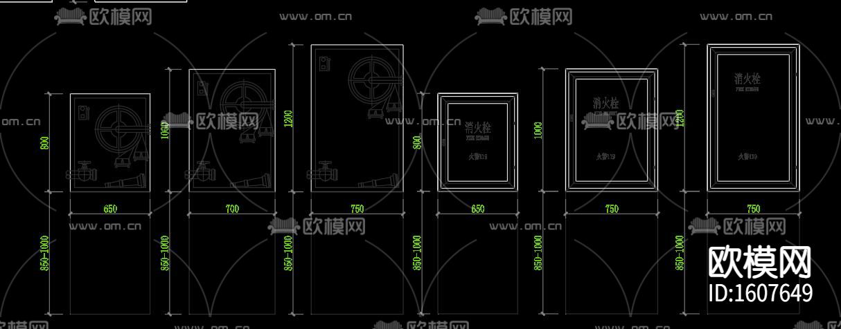 室内消火栓安装单栓头cad大样图下载（渲染图6）