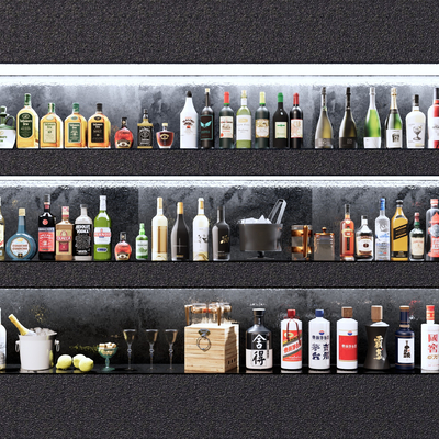  现代酒瓶白酒红酒洋酒su模型 