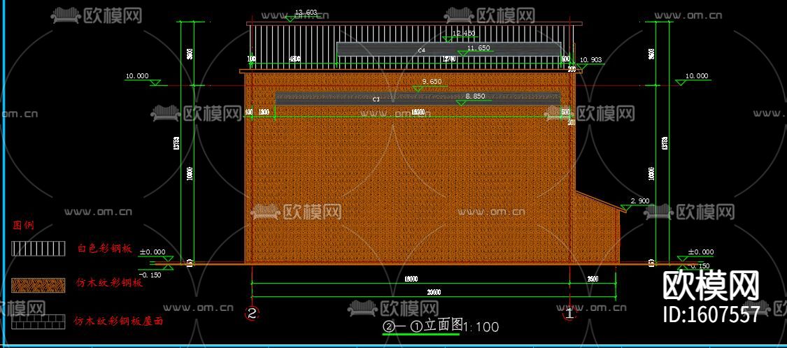 烘干厂建筑cad施工图下载（渲染图6）