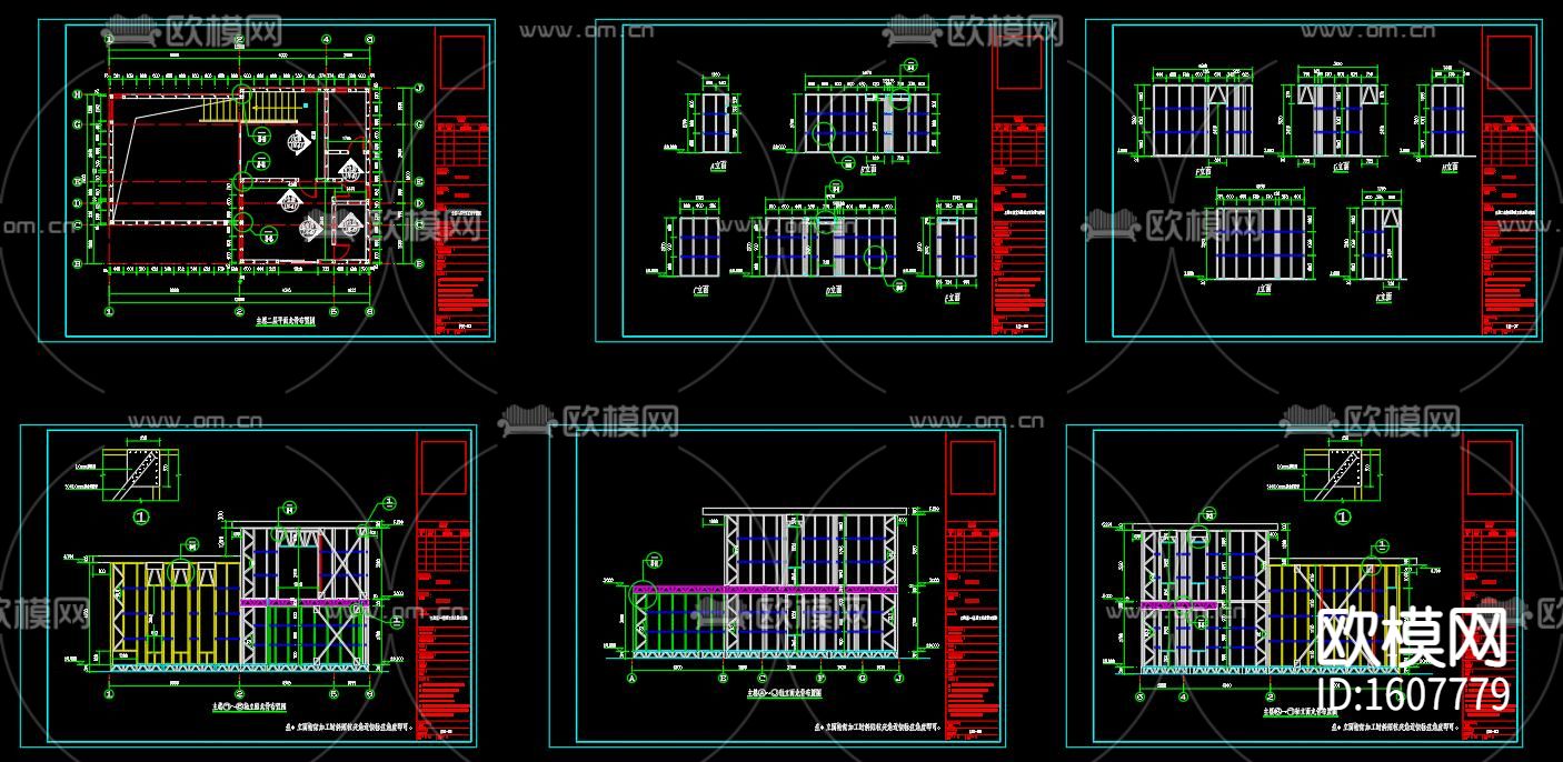 薄壁C型轻钢别墅建筑设计cad施工图下载（渲染图5）