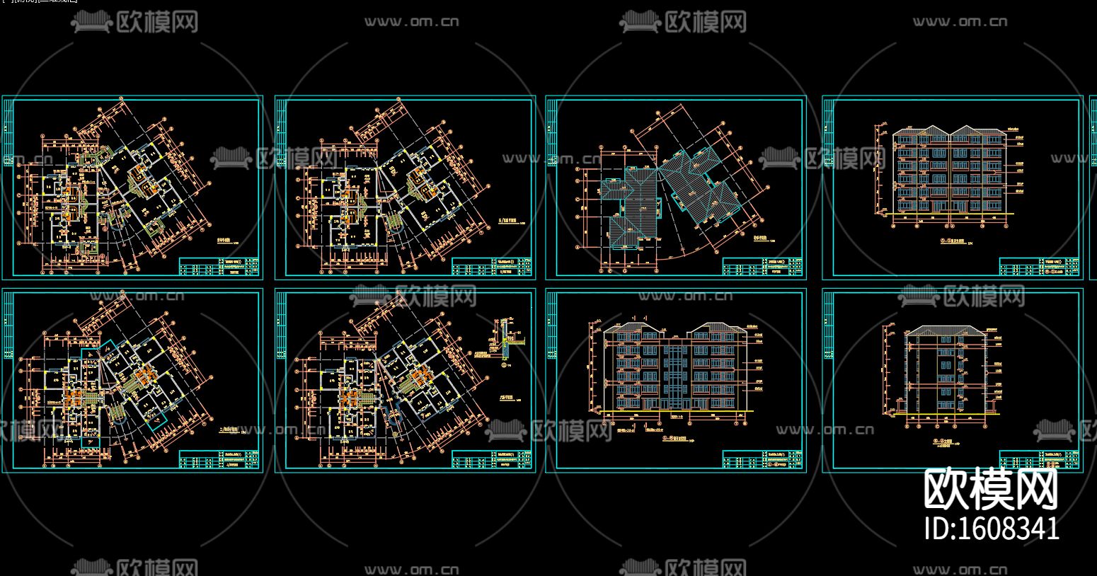 复式公寓建筑CAD设计图下载（渲染图7）