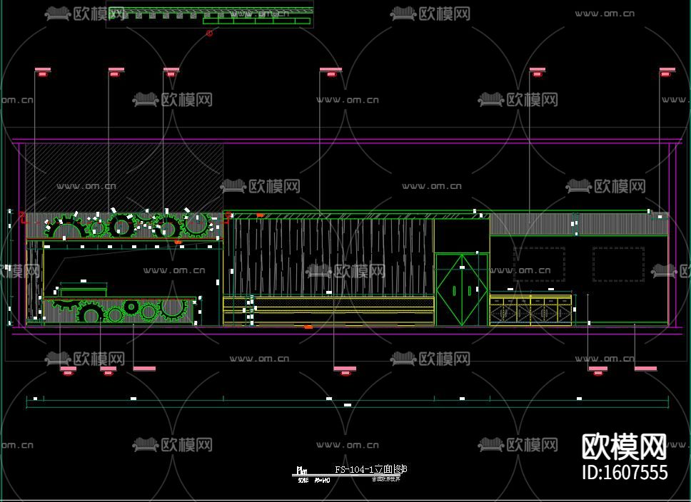 齿轮餐厅cad施工图下载（渲染图2）