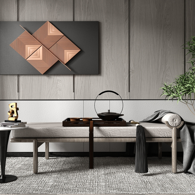  现代轻奢沙发凳su模型 