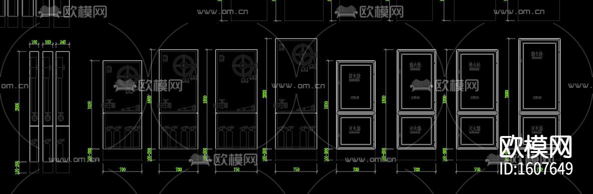 室内消火栓安装单栓头cad大样图下载（渲染图7）