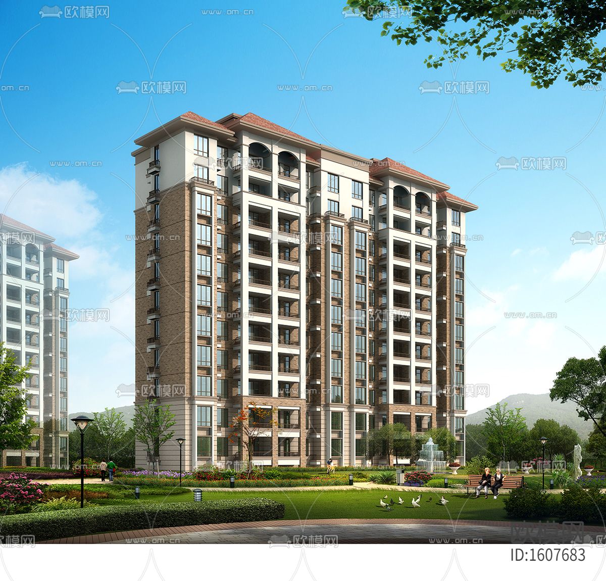 十一层住宅楼设计cad施工图下载（渲染图9）