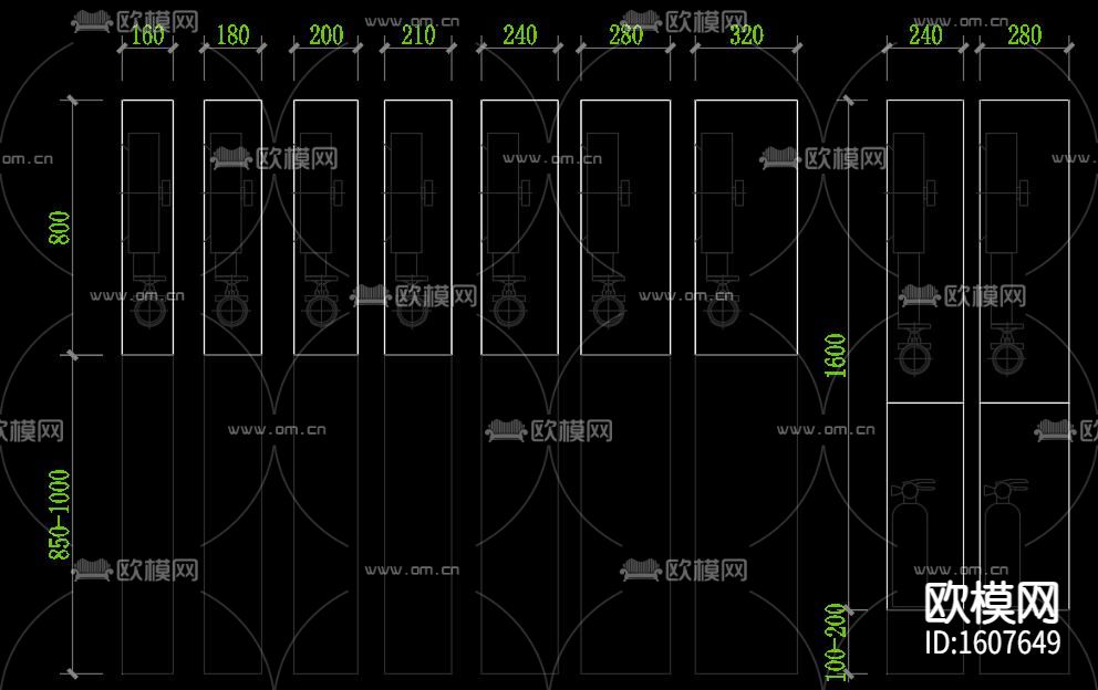 室内消火栓安装单栓头cad大样图下载（渲染图2）