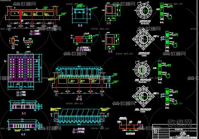污水处理厂cad施工图下载（渲染图9）