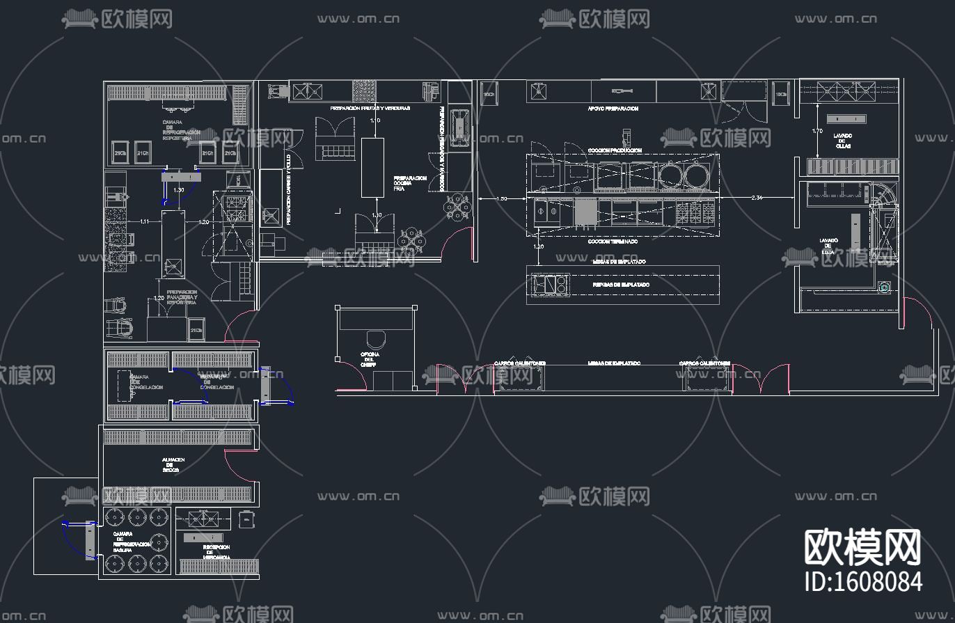 酒店中央厨房cad施工图下载