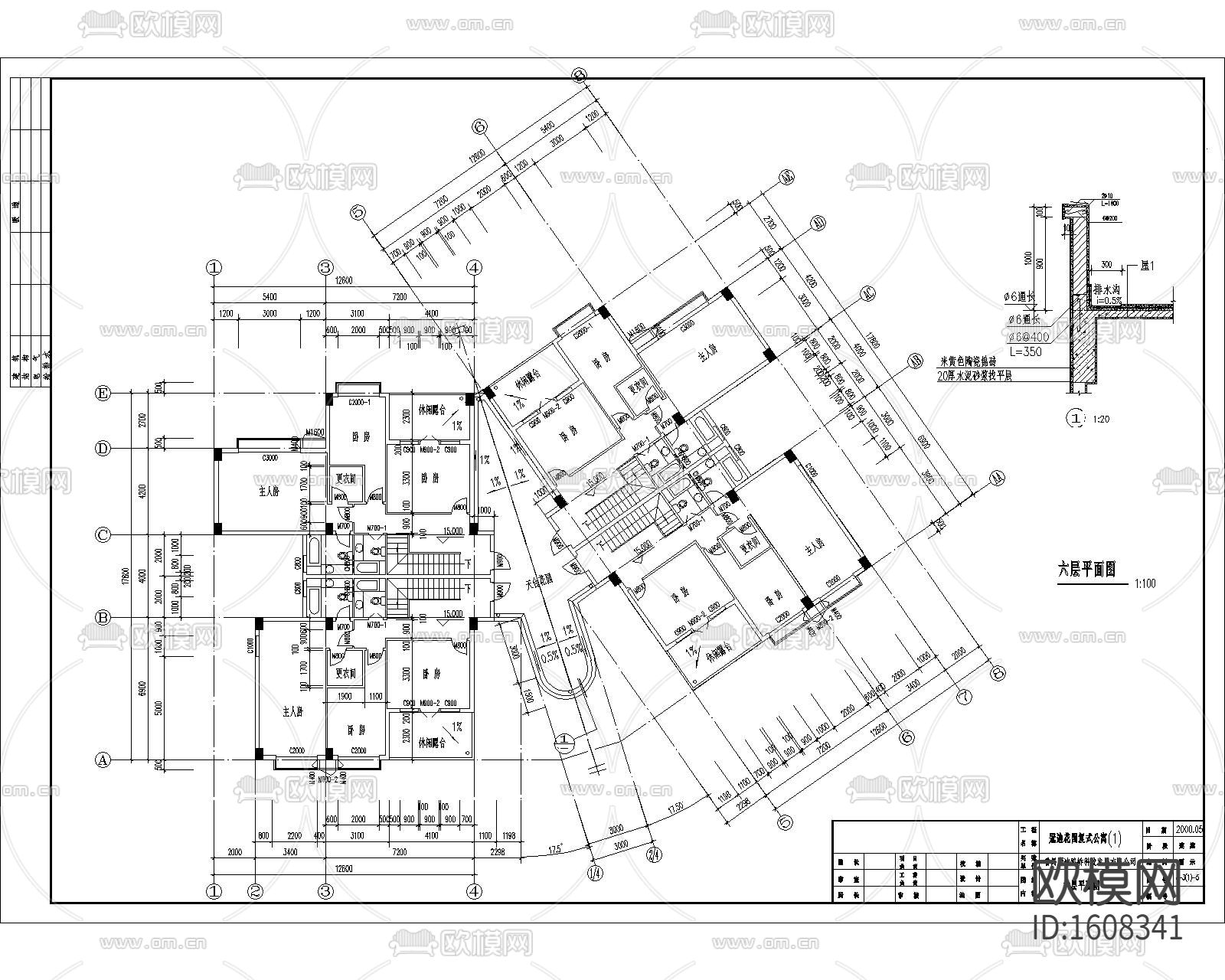 复式公寓建筑CAD设计图下载（渲染图1）