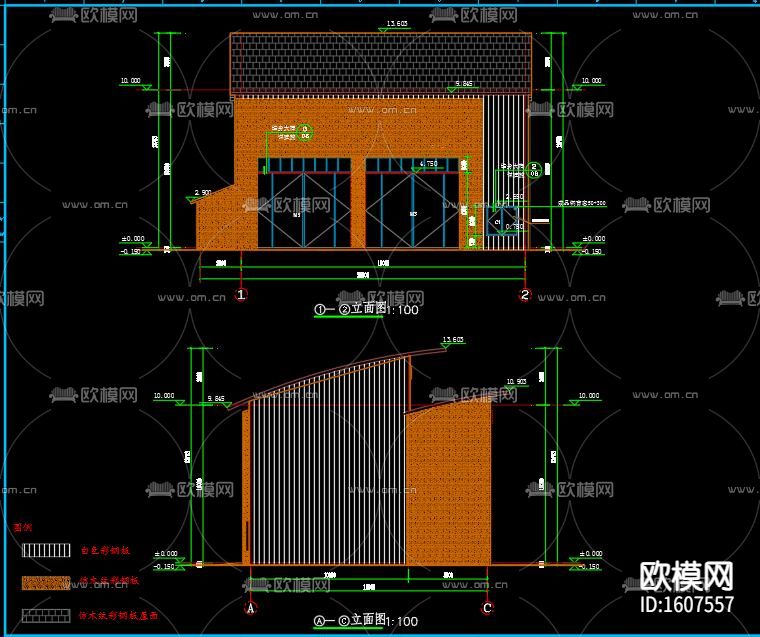 烘干厂建筑cad施工图下载（渲染图4）