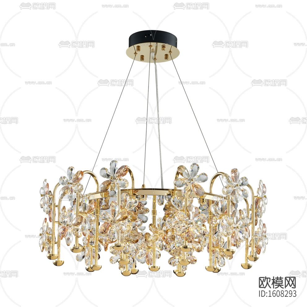 欧式古典金色不锈钢水晶吊灯下载