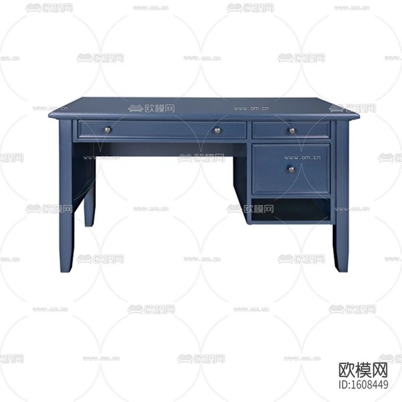 現(xiàn)代簡約藍色實木書桌下載