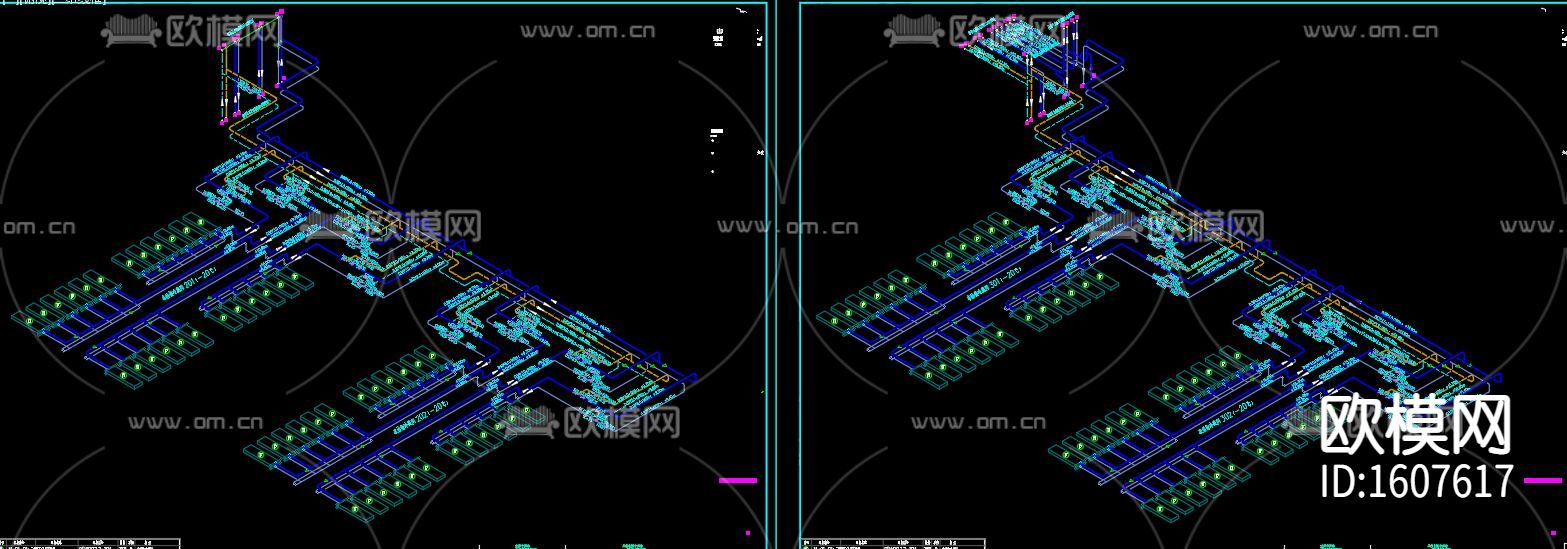 氨及二氧化碳制冷系统水果及肉食品冷冻库cad施工图下载（渲染图5）