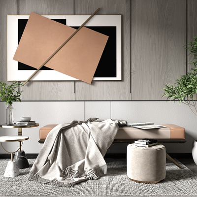  现代轻奢沙发凳su模型 