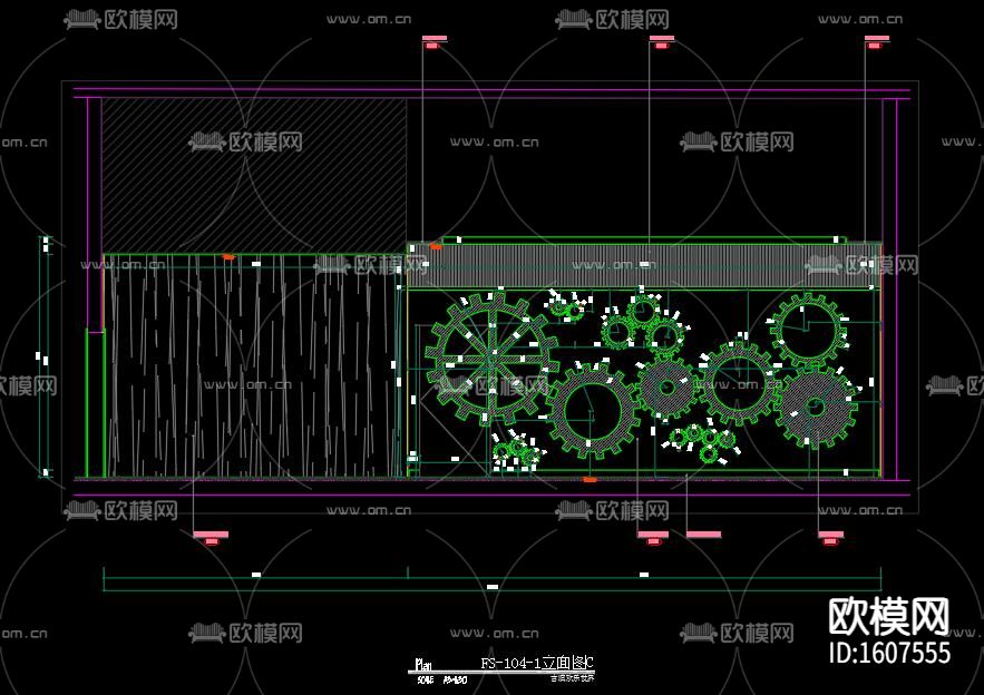 齿轮餐厅cad施工图下载（渲染图1）