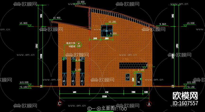 烘干厂建筑cad施工图下载（渲染图5）
