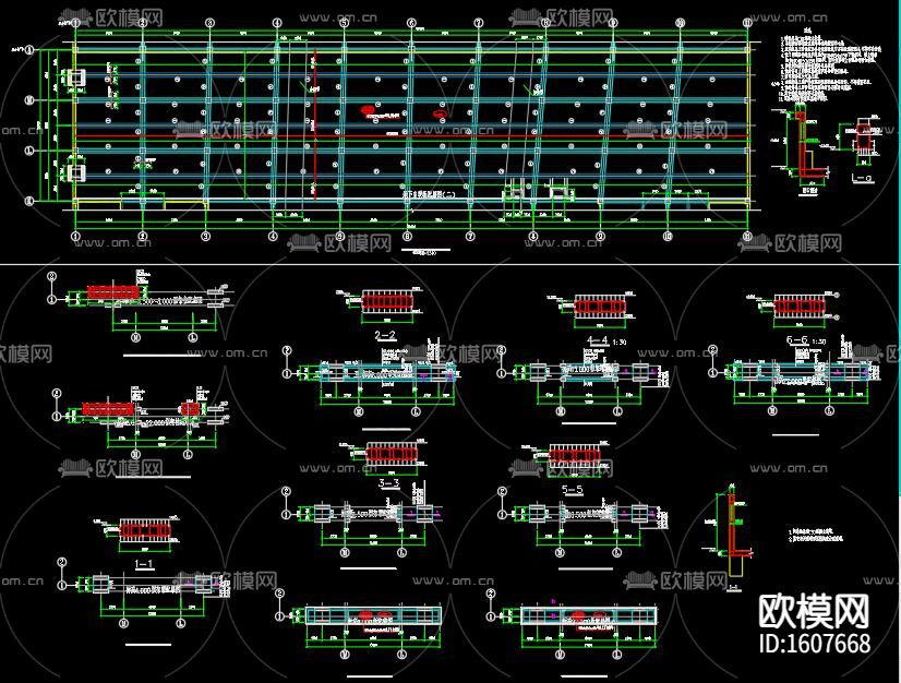 产业基地框架结构四层厂房cad施工图下载（渲染图3）