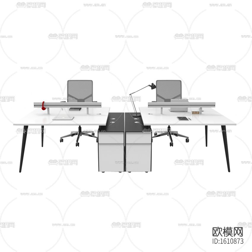 现代简约黑白色实木不锈钢办公桌